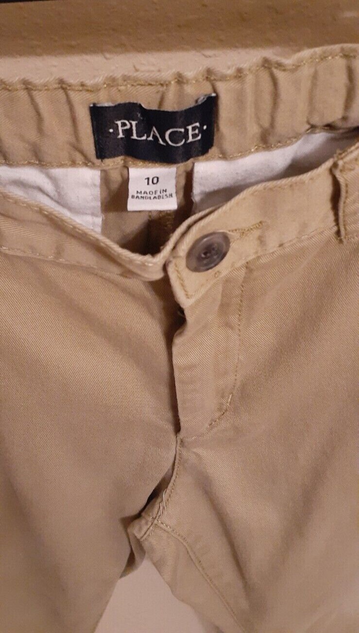 -L@@K – Boys Children’s Place Khaki School Uniform Pants Sz 10 Adj Waist Nice! –
