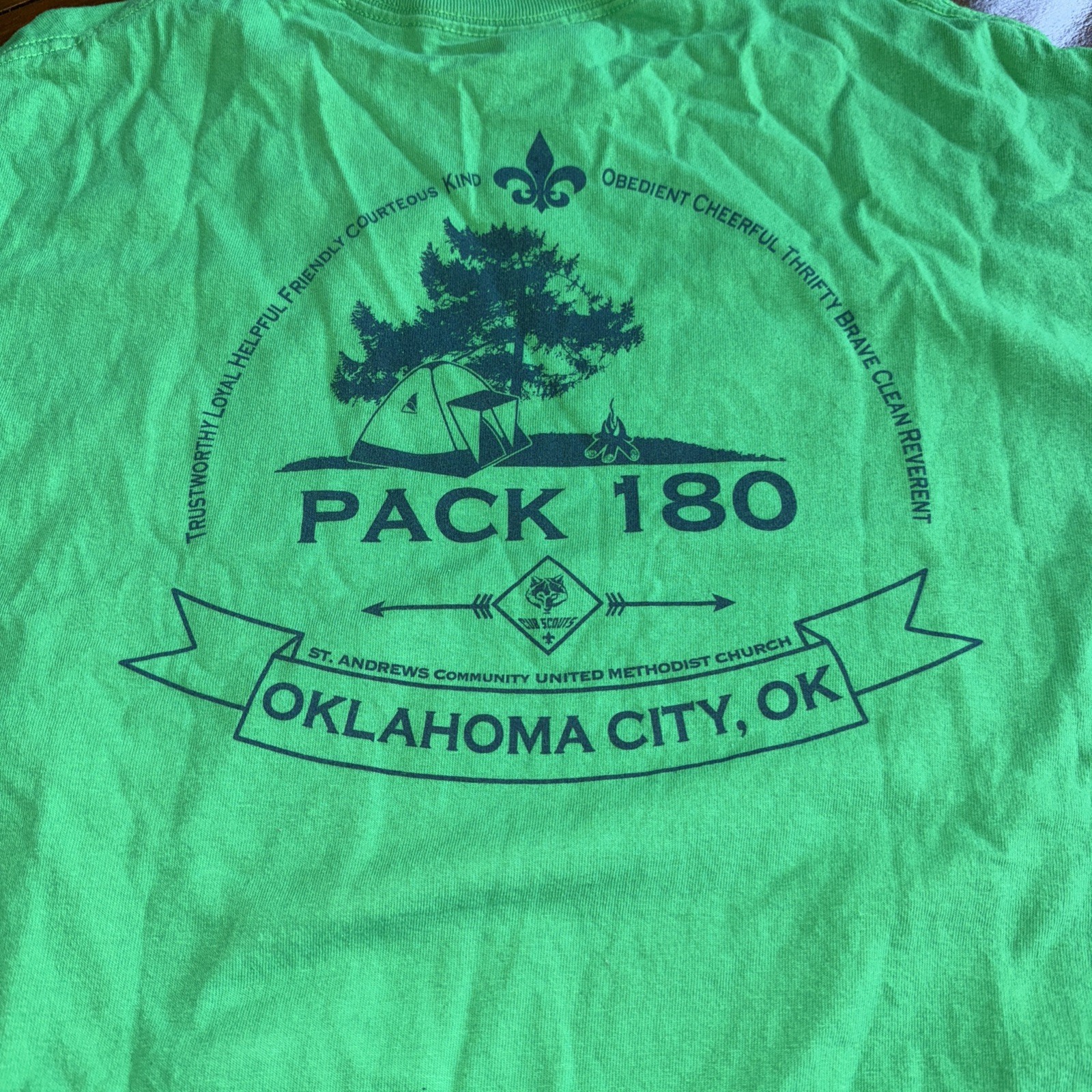 Cub Scouts BSA Uniform Men’s & Youth Green Crew Neck Tee Shirt Pack 180 Set Of 2
