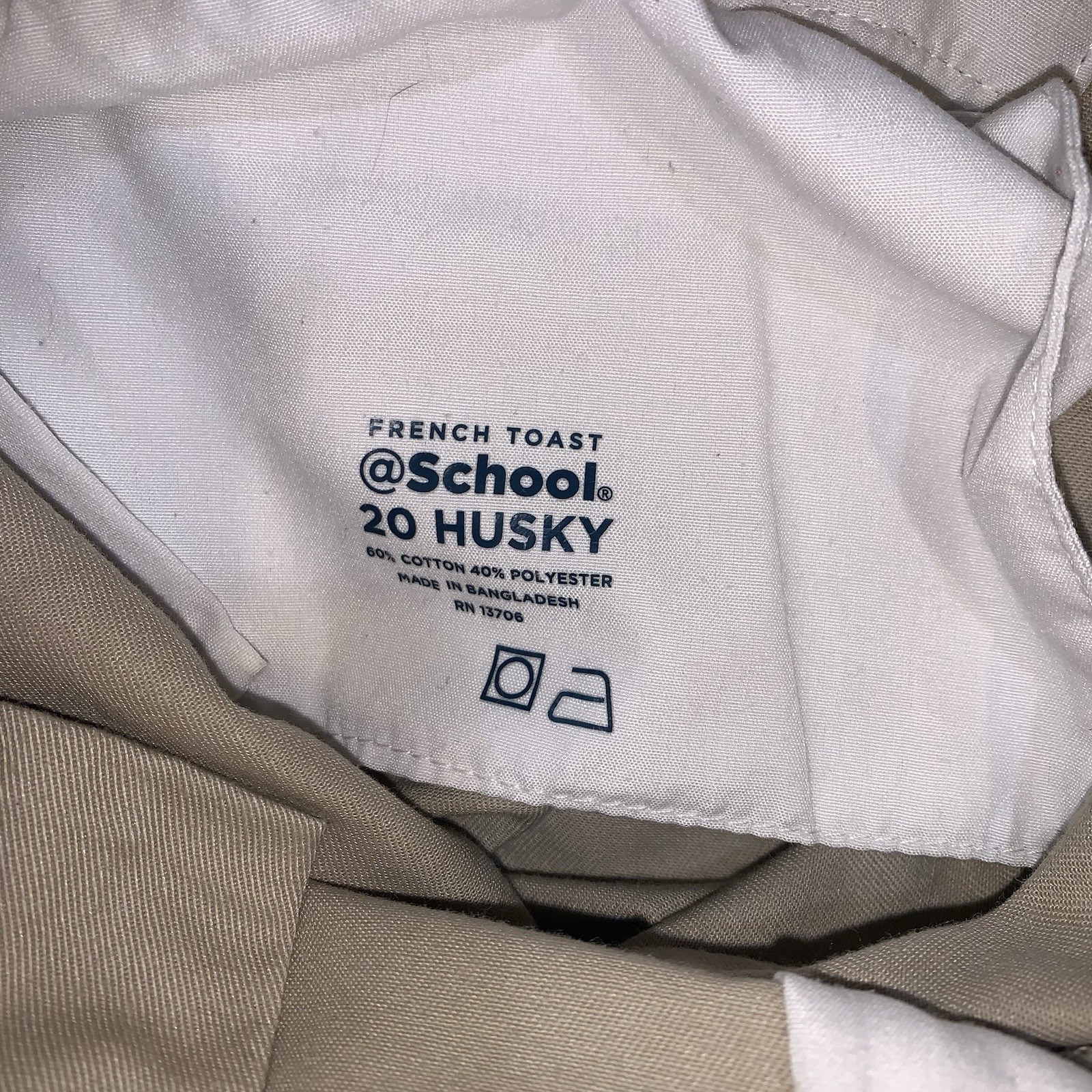 Lot of 2 French Toast Boys Khaki School Uniform Shorts Size 20 Husky Flat Front