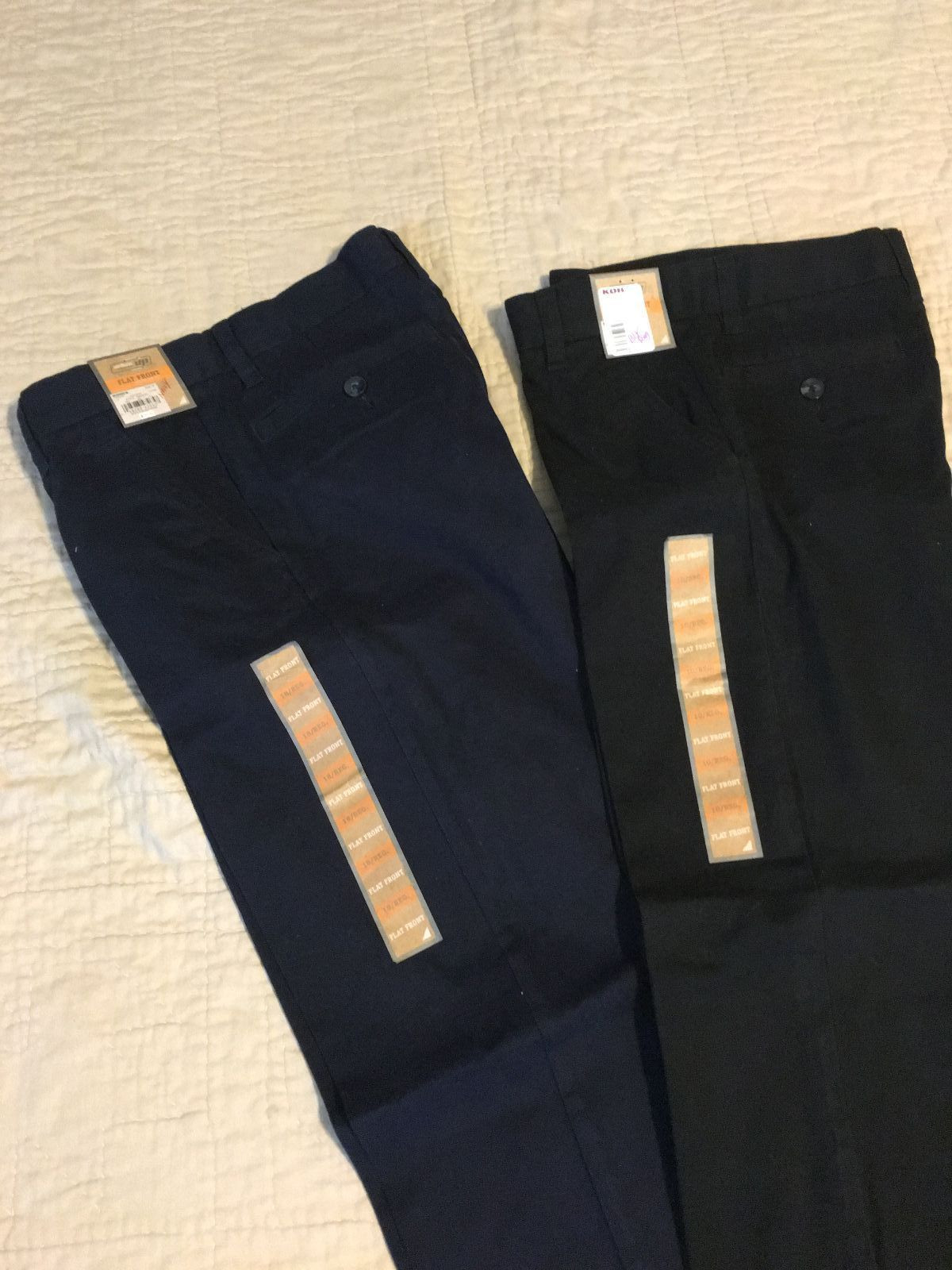 Urban Pipeline: Boy’s Flat Front-Adj Waist Uniform Slacks: 10R Blk, 18R Nvy