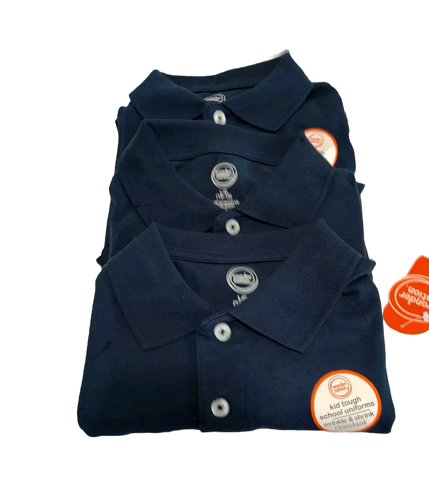 Wonder Nation School Uniform Shirts Navy Polo Boys Size L (10-12) Set of 3 NWT