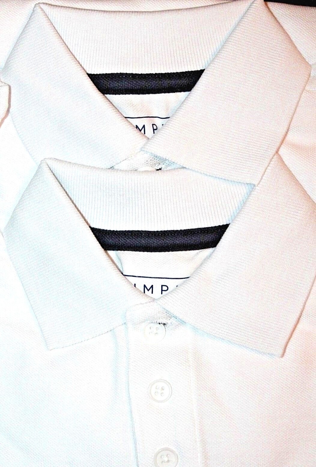 Simply Styled Boys’ Uniform White 2-Pack Polo Shirts LARGE (10/12)