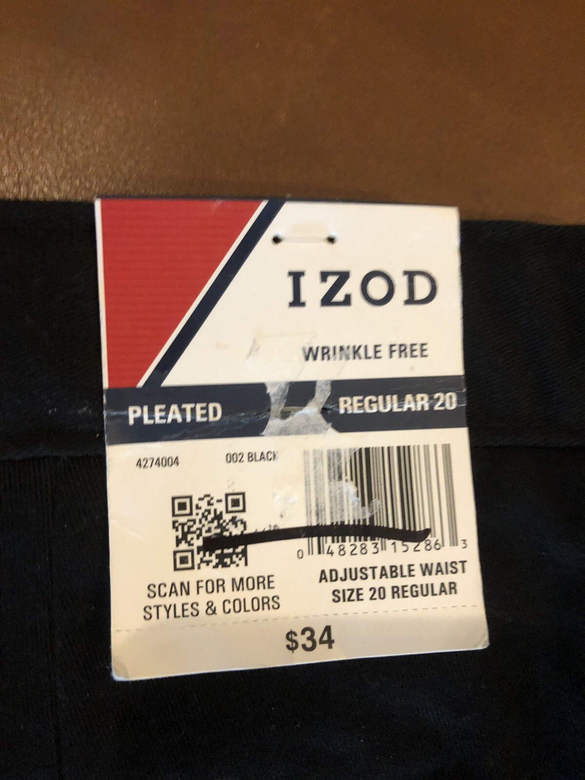 IZOD Size 20 Regular Uniform Boys Pants Adjustable Waist NWT Black pleated front