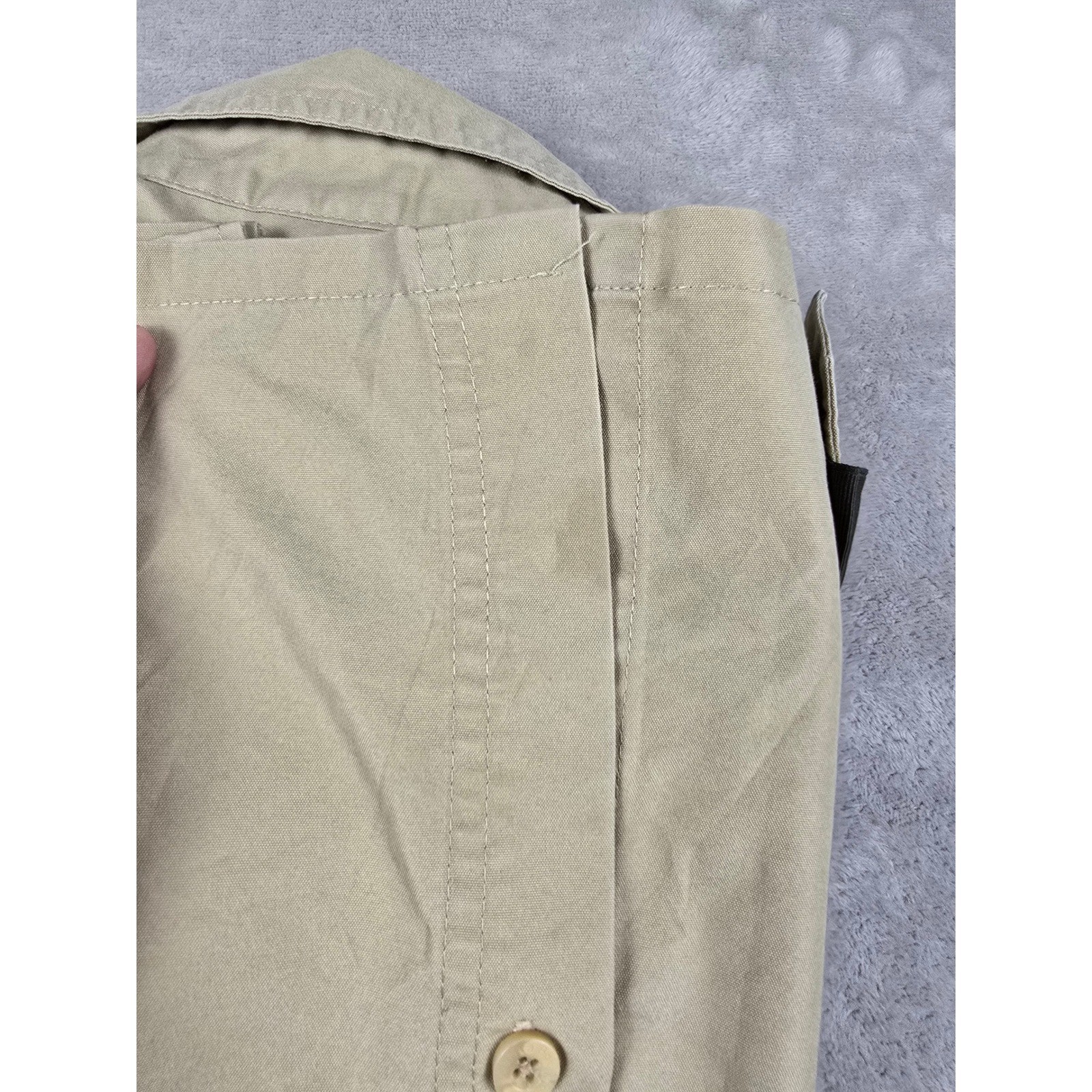 Boy Scouts of America Shirt Kids Youth L Khaki Tan Patches BSA Poly Cotton