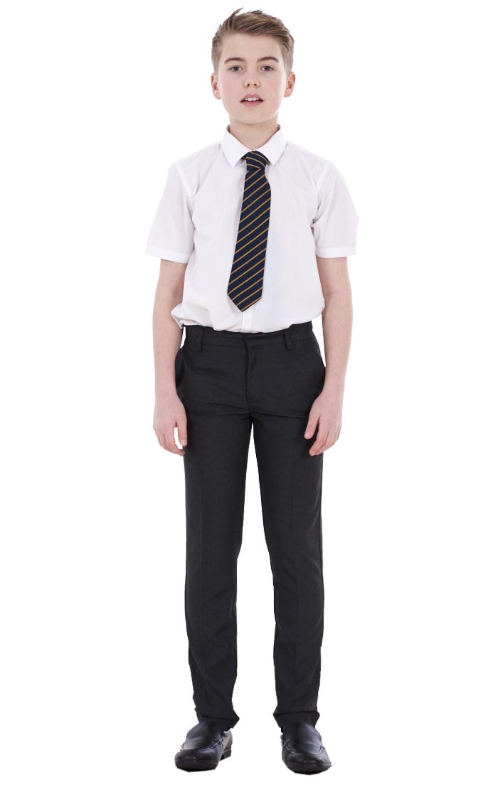 Boys ex BHS Slim Fit Skinny Grey Adjustable Waist Black School Trousers