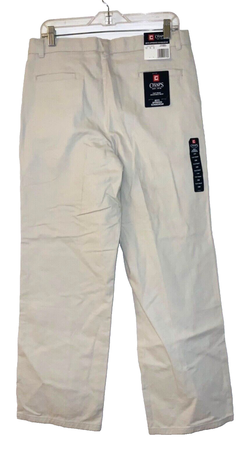 Chaps Boys School Approved Performance Slacks Cement Color Size 18 Husky NWT