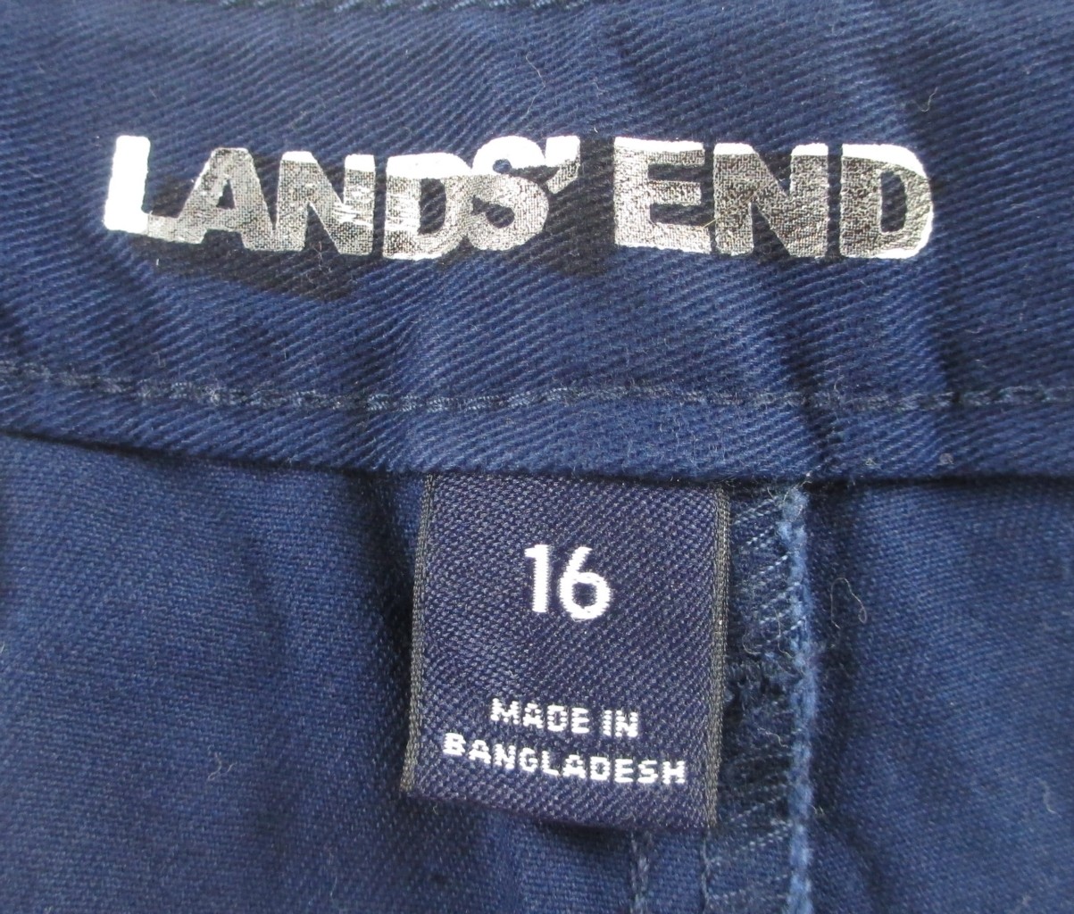 LANDS END Deep Sea School Uniform Flat Front Cotton Cadet Shorts Boys 16 NEW