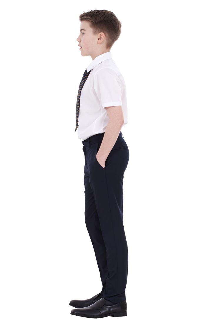 Boys ex BHS Slim Fit Skinny Grey Adjustable Waist Black School Trousers