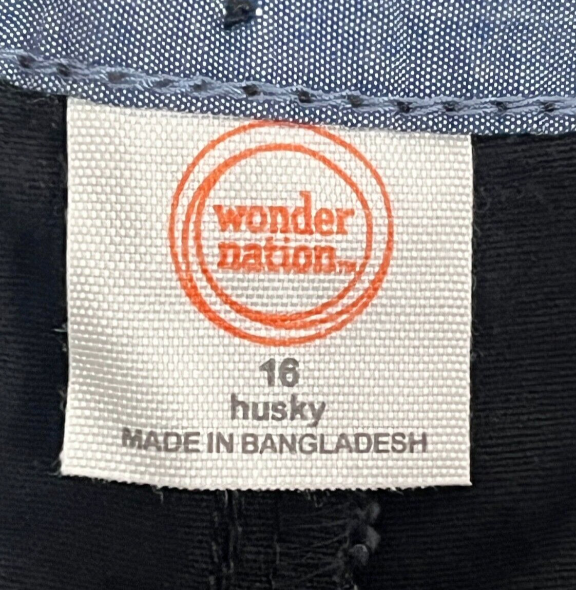 WONDER NATION Black Flat Front School Approved Uniform Shorts Boys Size 16 Husky