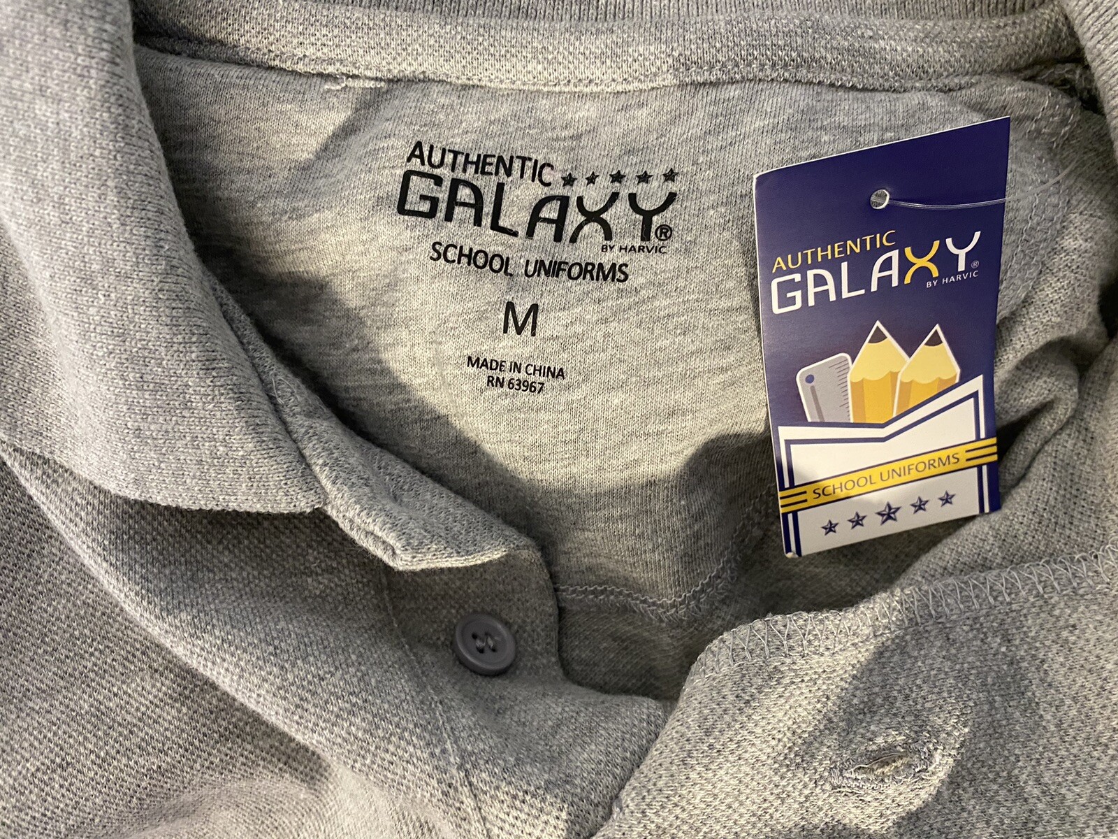 Authentic Galaxy School Uniform Polo Shrit Gray Size M