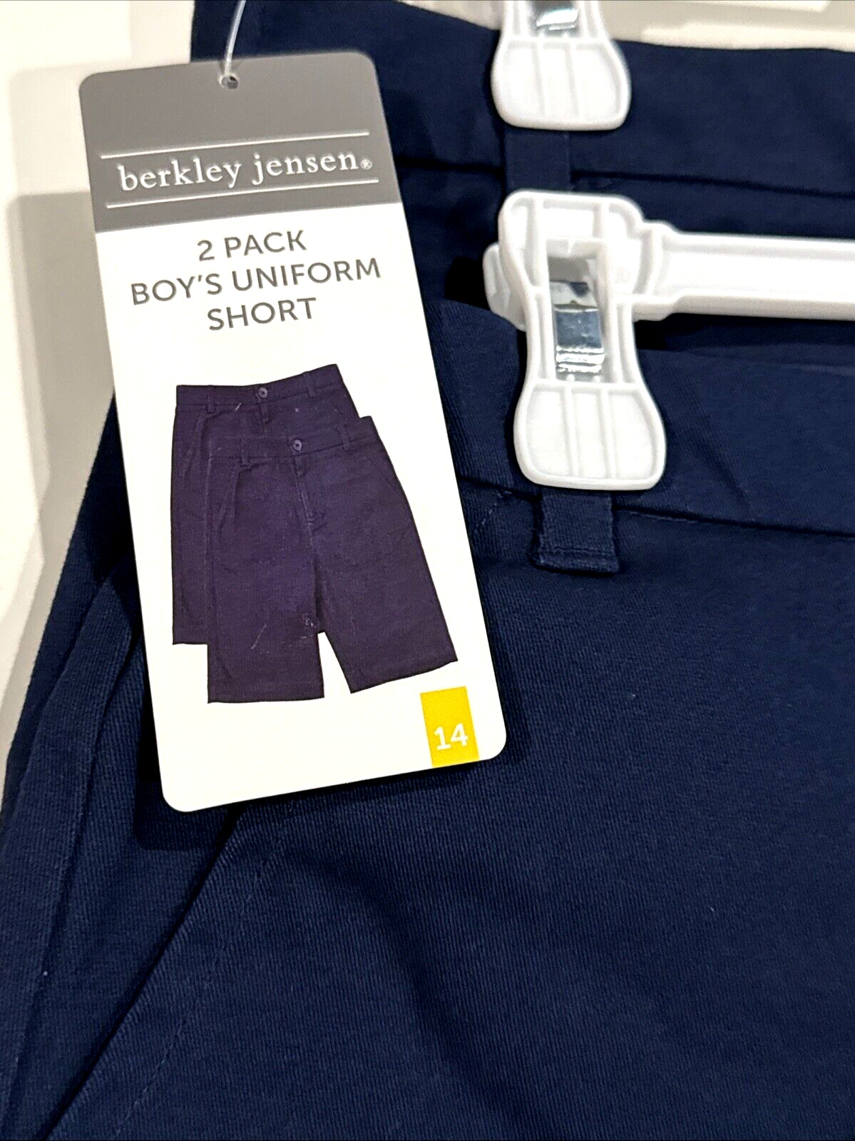 Berkley Jensen Youth Boy’s 2-Pack Performance Uniform Shorts, Navy Blue Sz-14