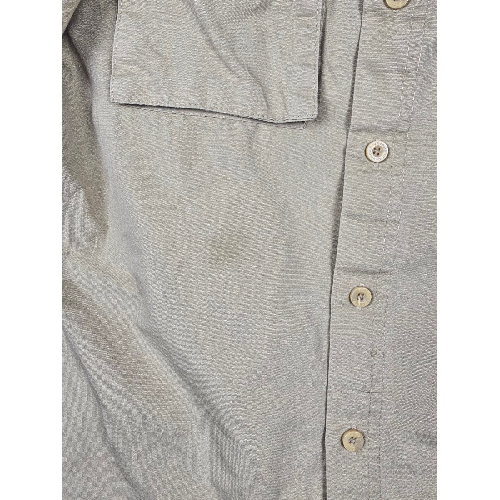 Boy Scouts of America Shirt Kids Youth L Khaki Tan Patches BSA Poly Cotton