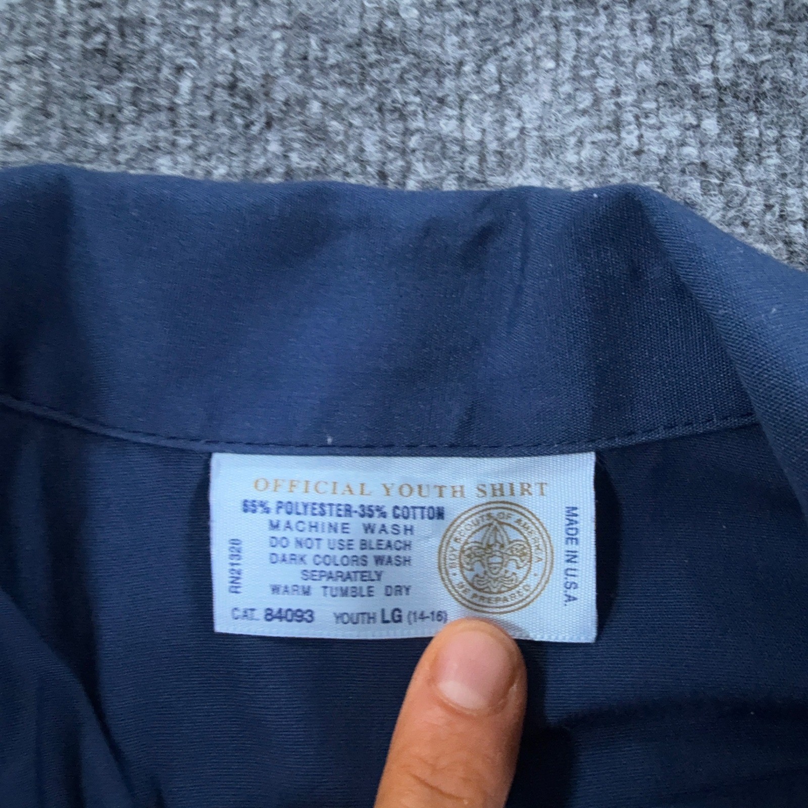 Vtg Boy Scouts of America Uniform Shirt Boys Large 14-16 Blue Patches Short