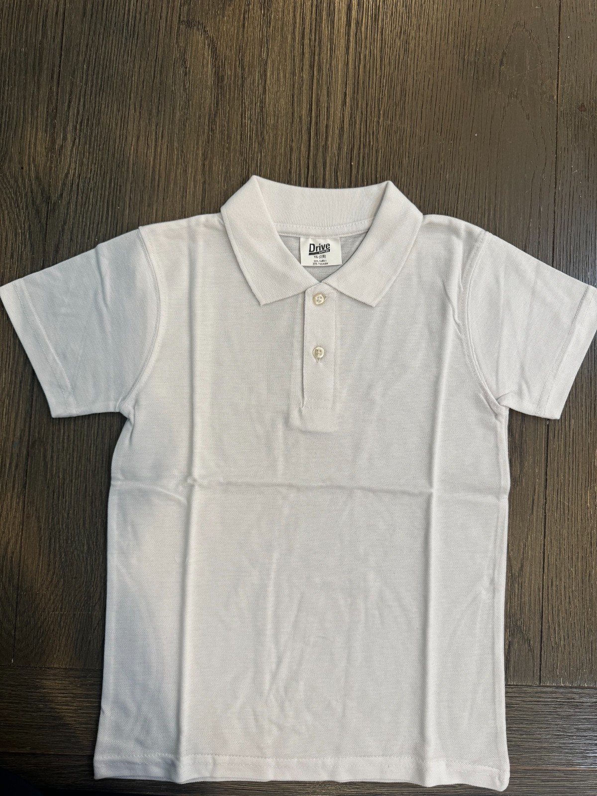 Drive Supplies Youth White School Uniform Polo Shirt Size 10/12 Poly Cotton
