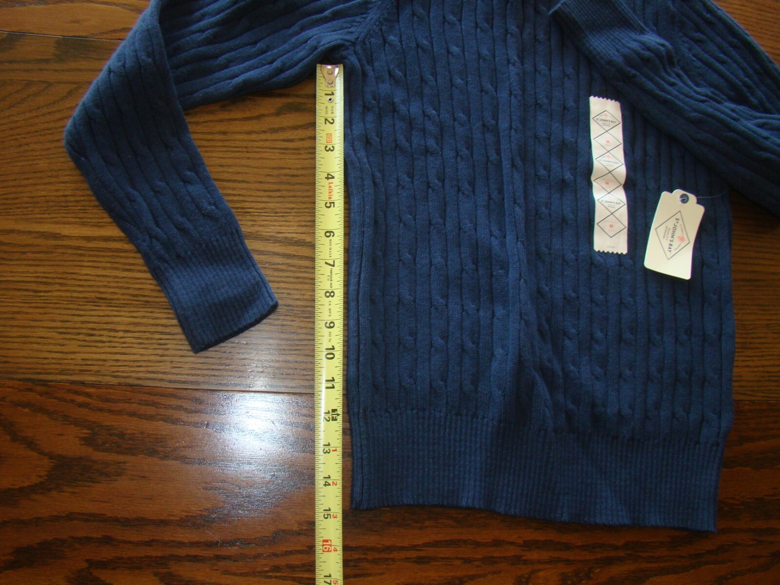 St Johns Bay Boys Size M Navy Blue Long Sleeve Dressy Crew Cable Neck Sweater
