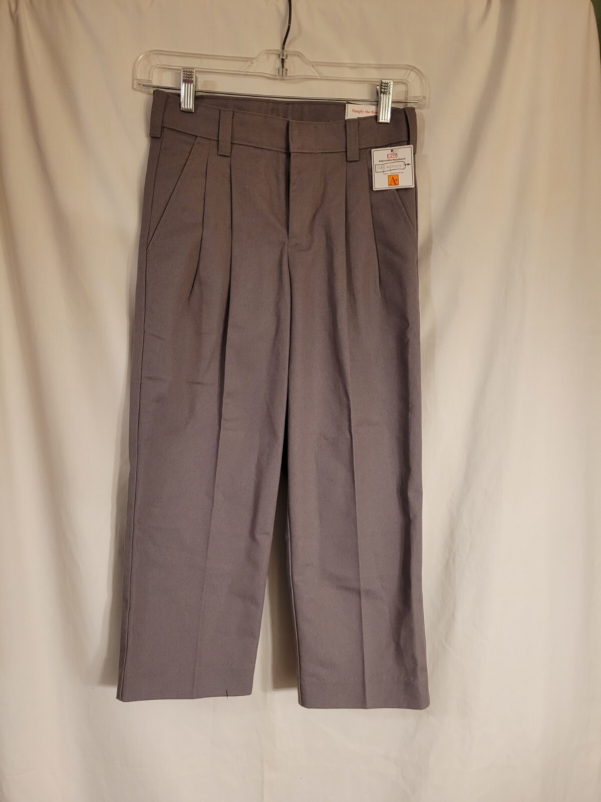 NWT A+ Easy Care Boys Grey School Uniform Pants Size 25×20.5 Husky Medium 12