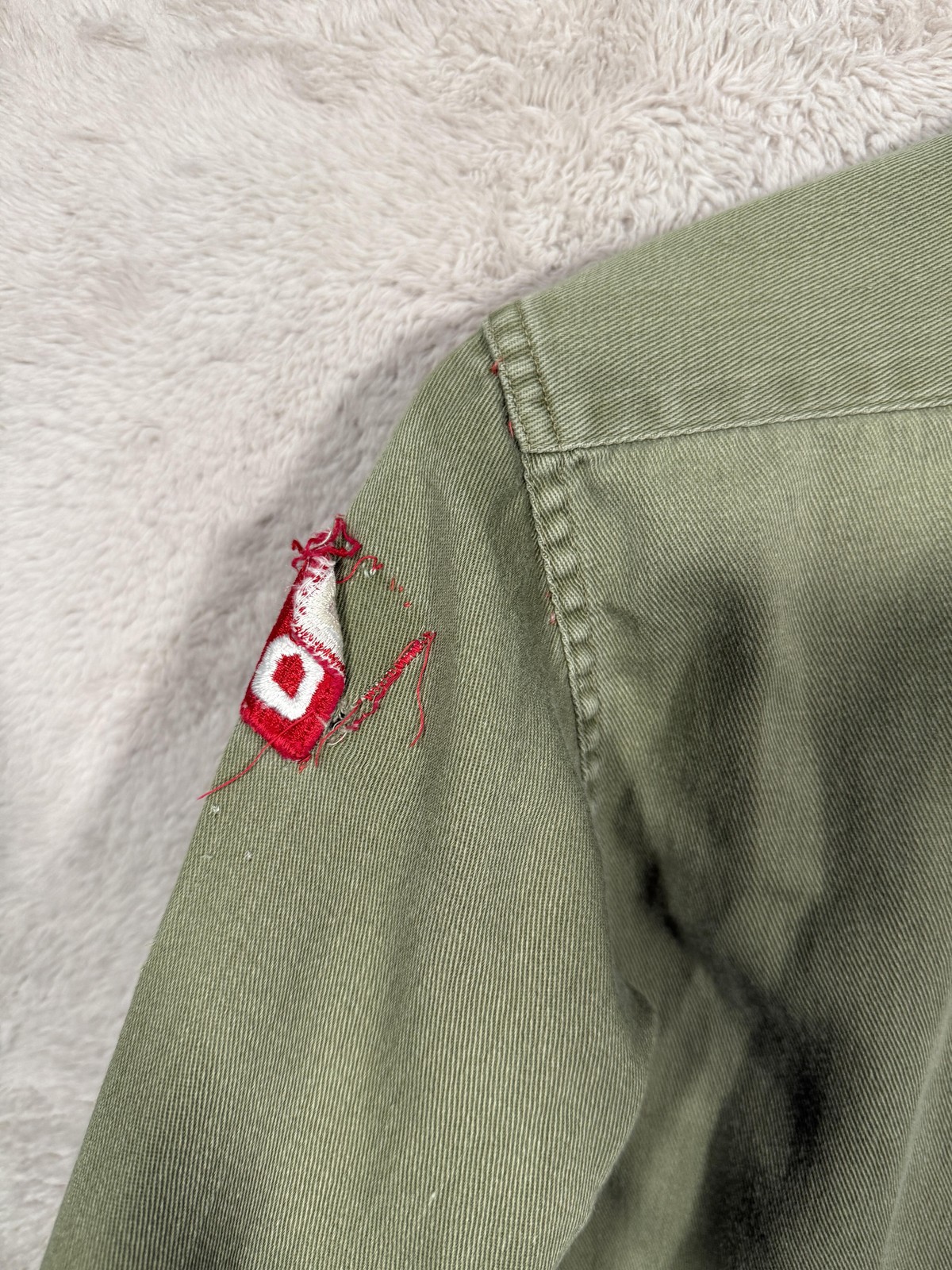 Vintage Boy Scouts of America Shirt Olive Green Sanforized Long Sleeve Youth