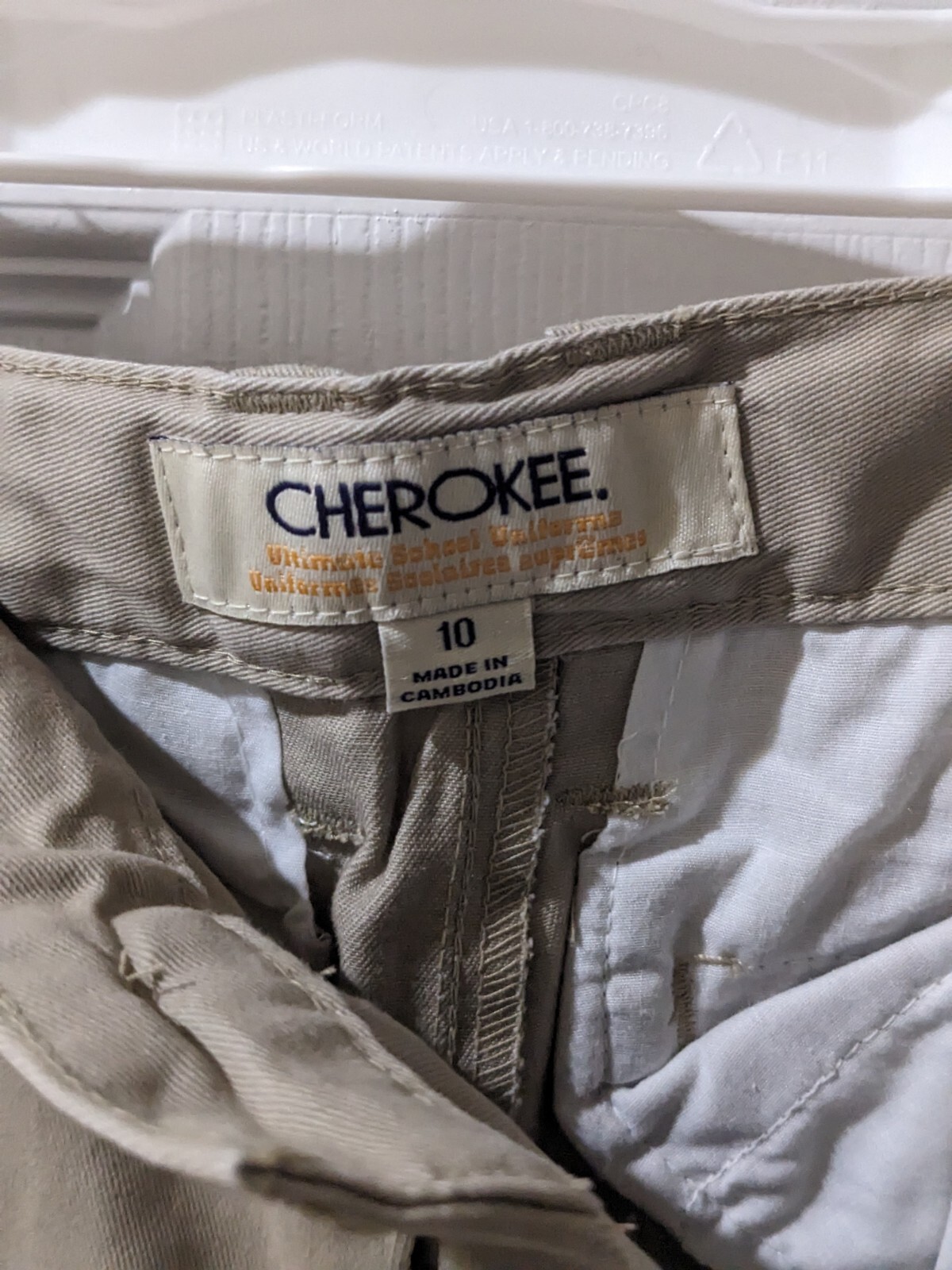 New Boys Cherokee Uniform Pants Size 10 Flat Front Adjustable Waist Khaki Color