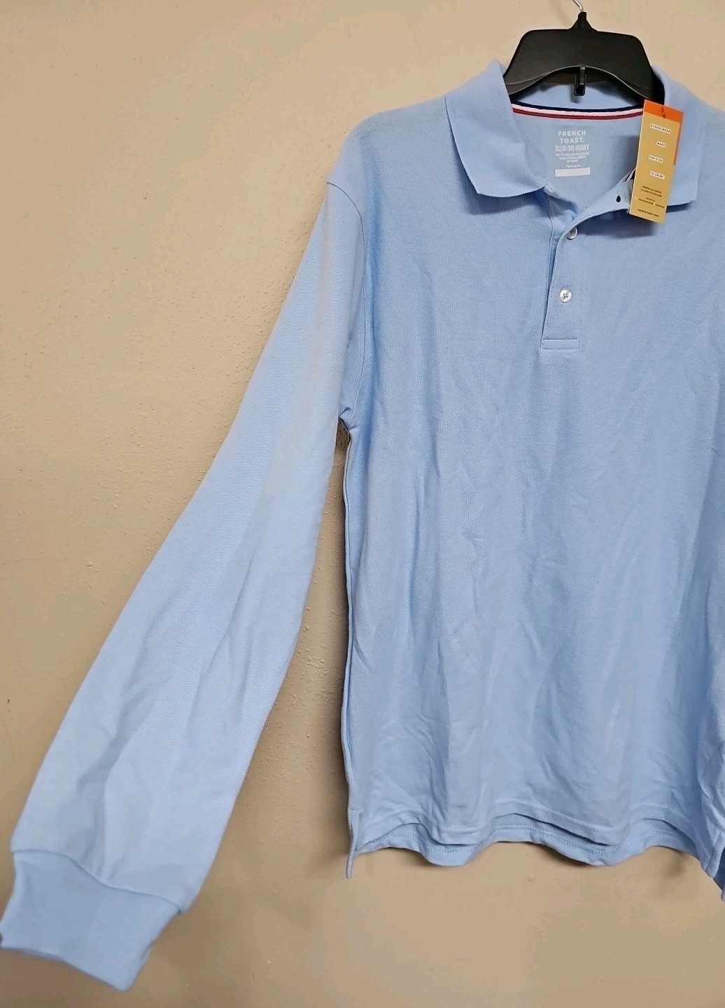 NWT FRENCH TOAST Boy’s Uniform T-Shirt Long Sleeve Cotton Blend Blue.Size XL