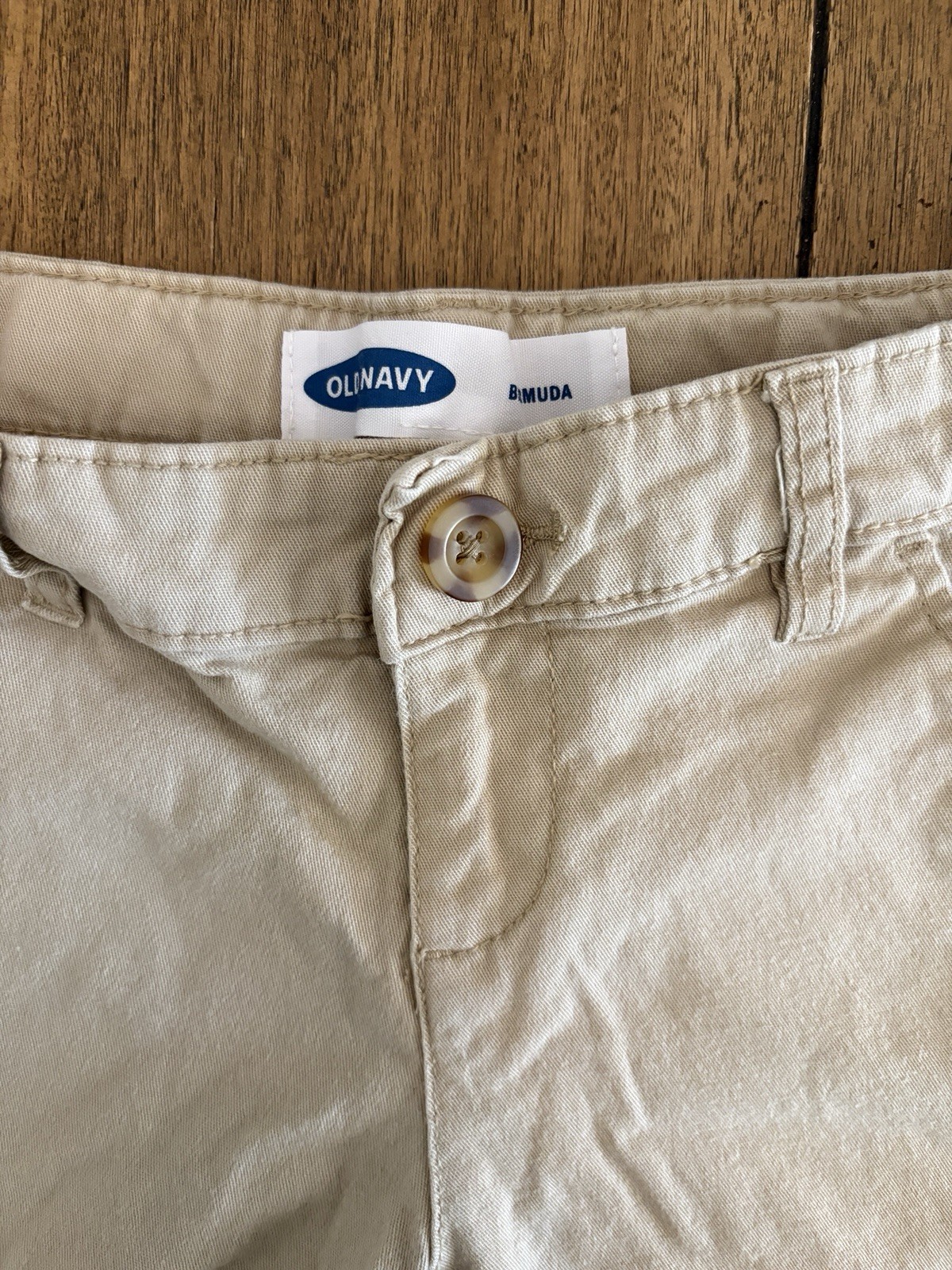 Old Navy French Toast Boys Uniform Bermuda Shorts Size 7 Beige 2 Piece Set