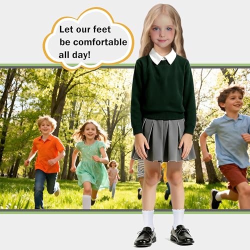 Ruffle Ankle Crew Socks School Uniform Dress Socks for 8-11 Years 4 Pairs White