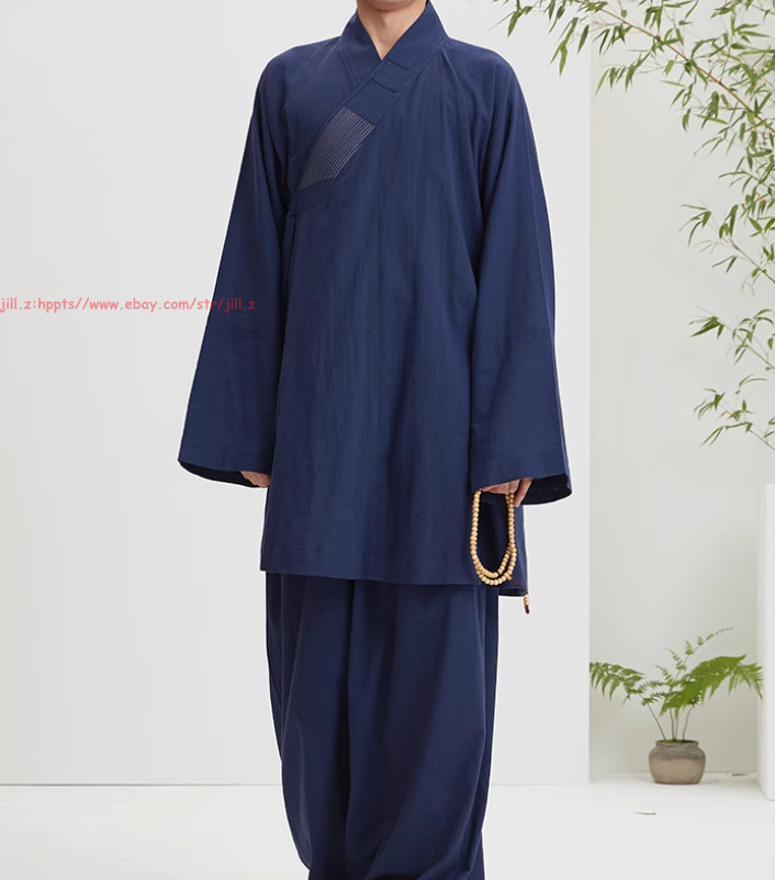 Buddhist Shaolin Monk Robe Full Set/Cotton Thin Kung Fu Suit Meditation Uniforms