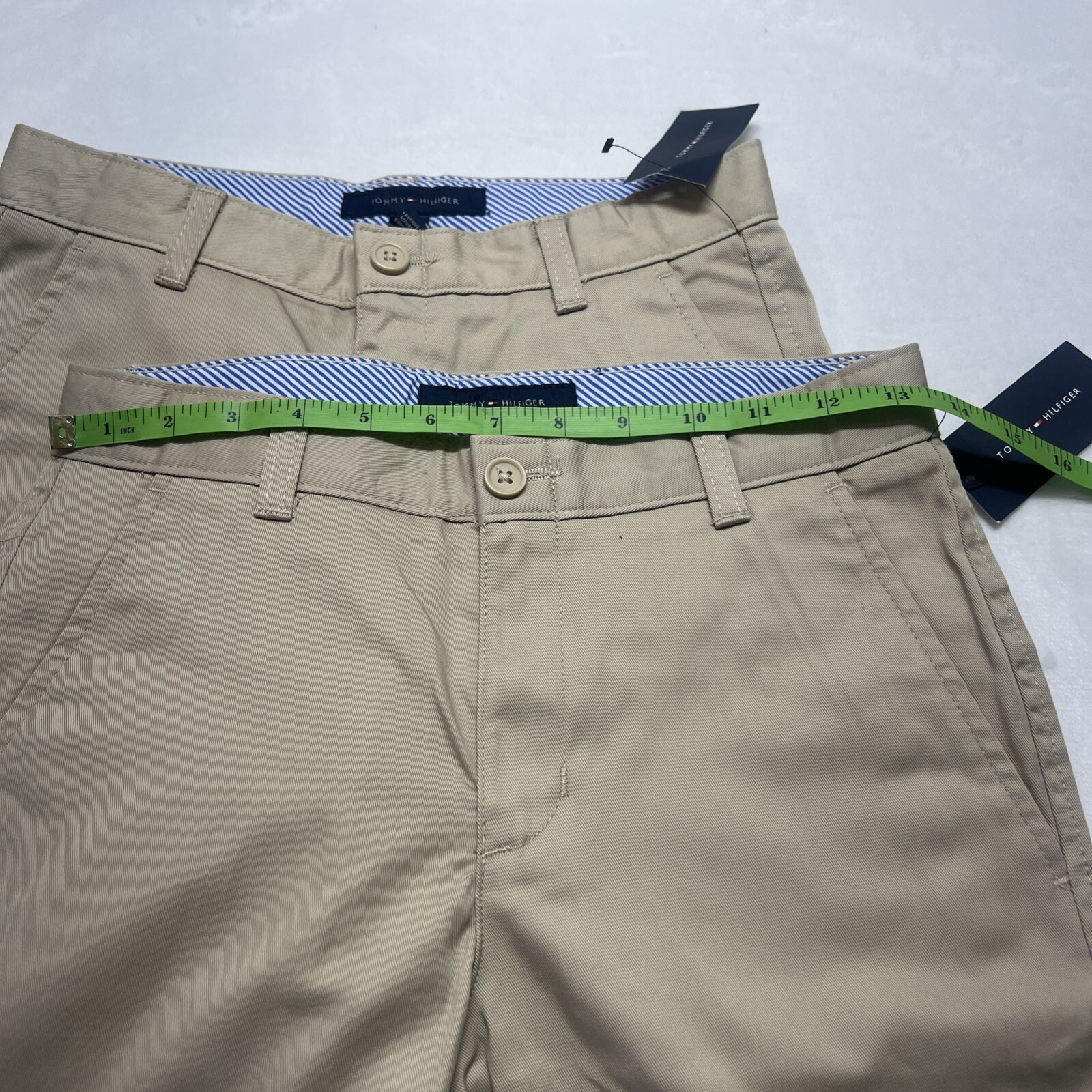 2 NWT Tommy Hilfiger School Uniform Khaki Shorts Boys 14 Beige Bermuda Chino