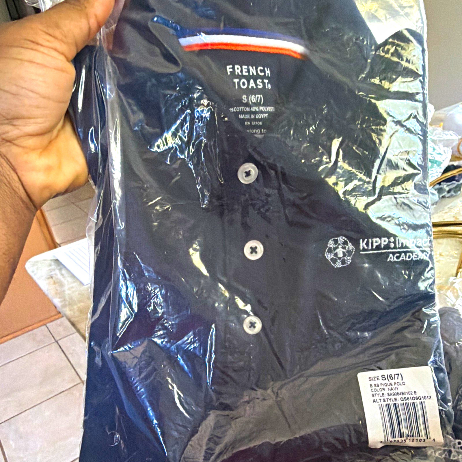 French Toast Boys Navy Uniform Polo Shirt Short Sleeve Size S (6/7)