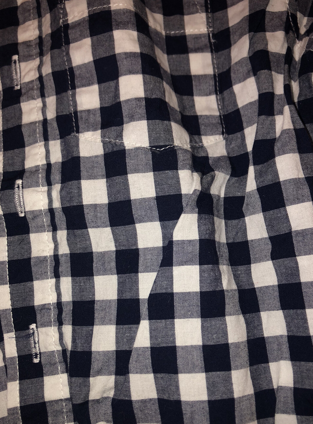 Boy’s Navy Blue & White Plaid Button Down Shirt From Old Navy, Size XS