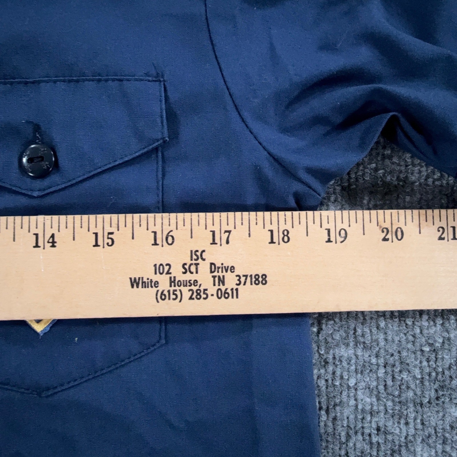 Vtg Boy Scouts of America Uniform Shirt Boys Large 14-16 Blue Patches Short