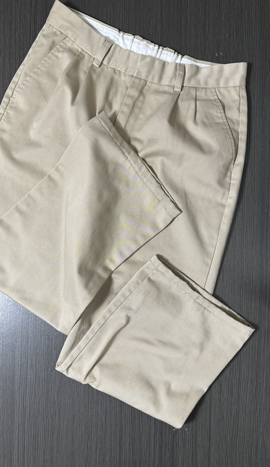 Preferred School Uniform Boys Pants Beige Pleated Front Size 14 Husky