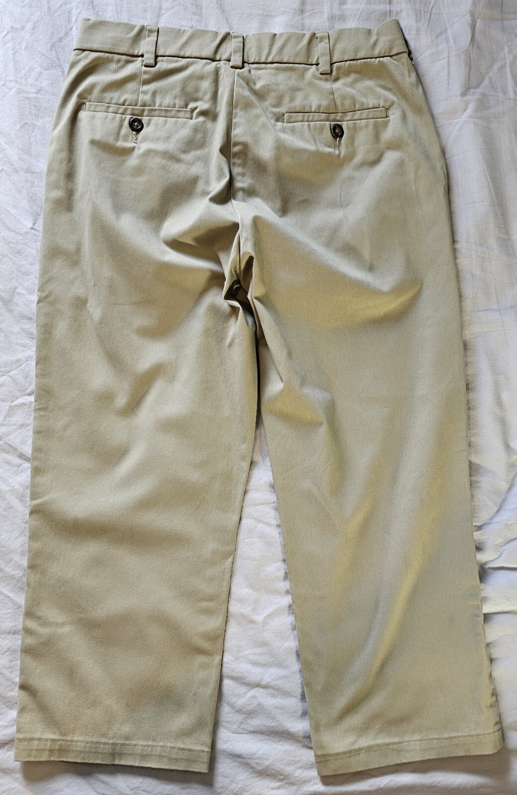 George 30 X 24.5 Khaki Flat Front Uniform Pants Mens Boys Husky Slacks Preowned
