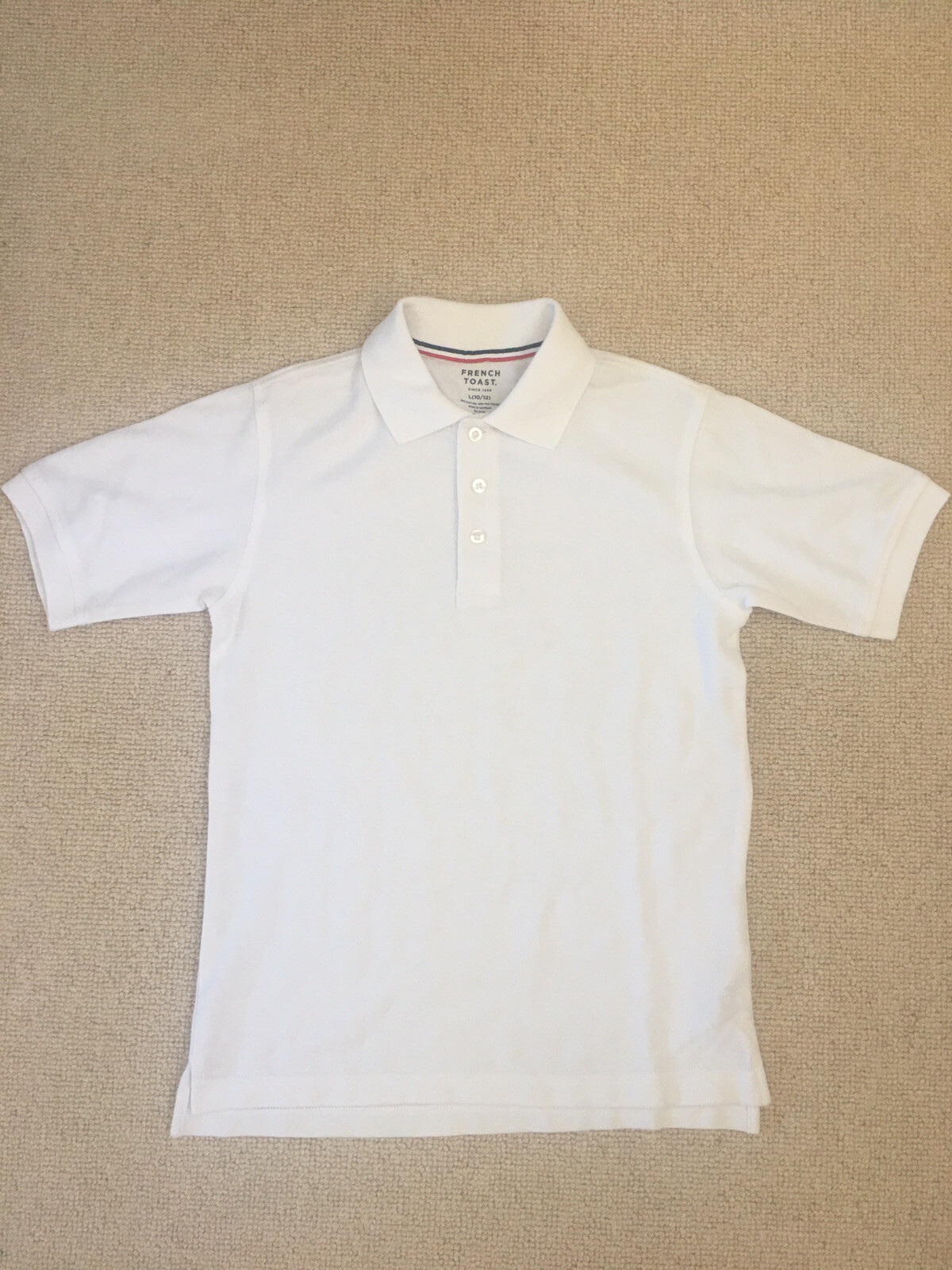 👕 Boys French Toast Short Sleeve White Cotton Color Dress Shirt L(10/12) 👕