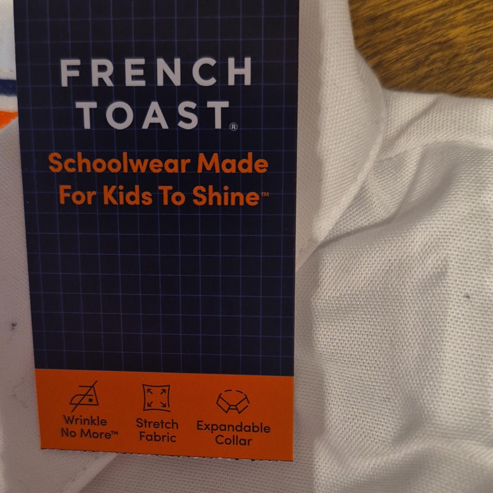 French Toast Uniform Shirt White 18½ Plus Stretch Cotton Blend RN13706