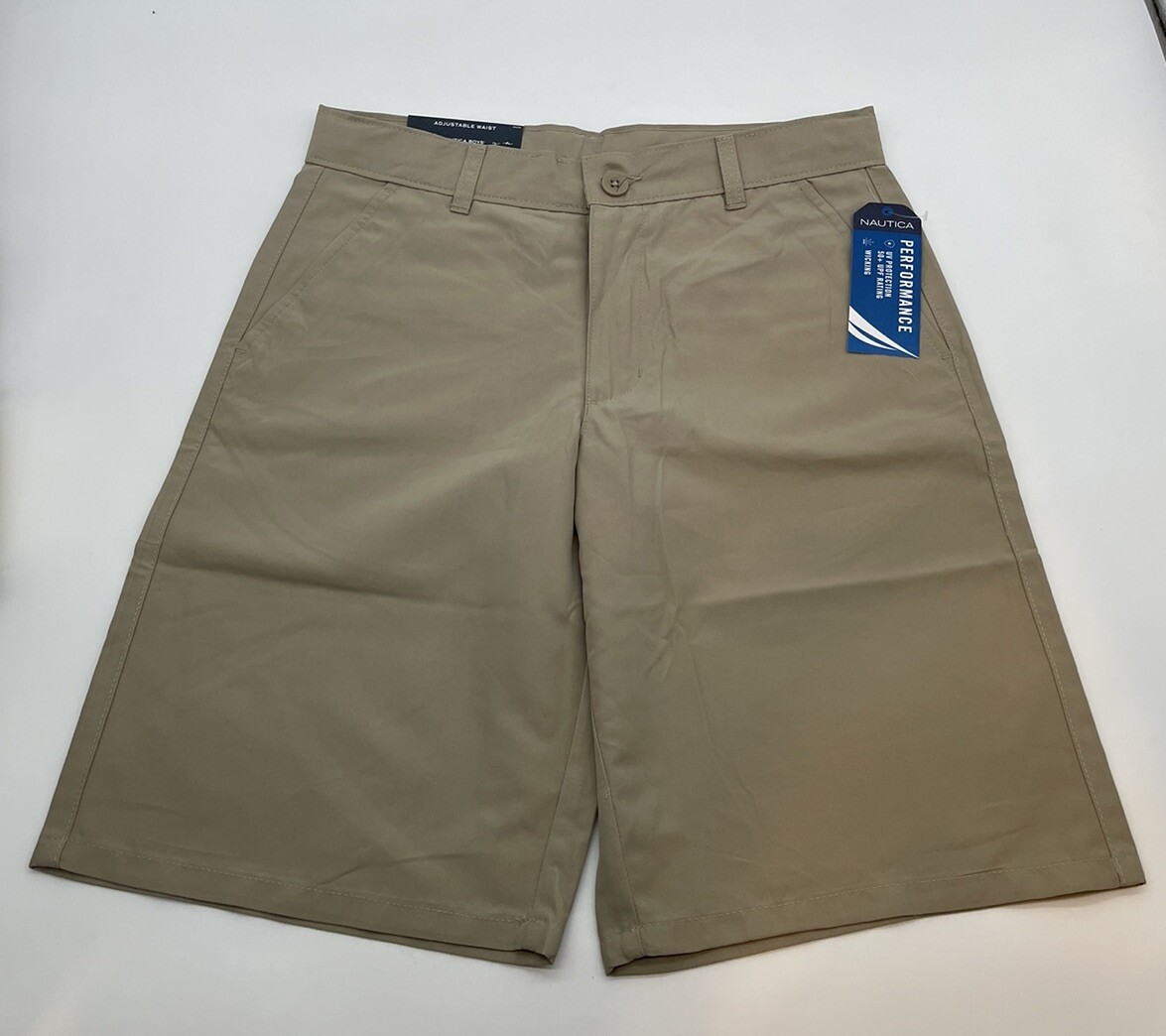 NEW Nautica Boys Khaki School Uniform Shorts Size 14 Regular