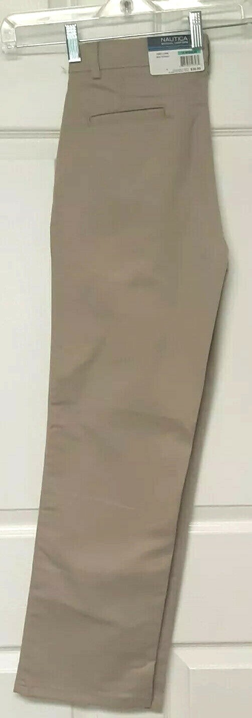 NWT Boys 16R NAUTICA Pants Stretch Khaki Adj. Waist Dressy Casual School Uniform