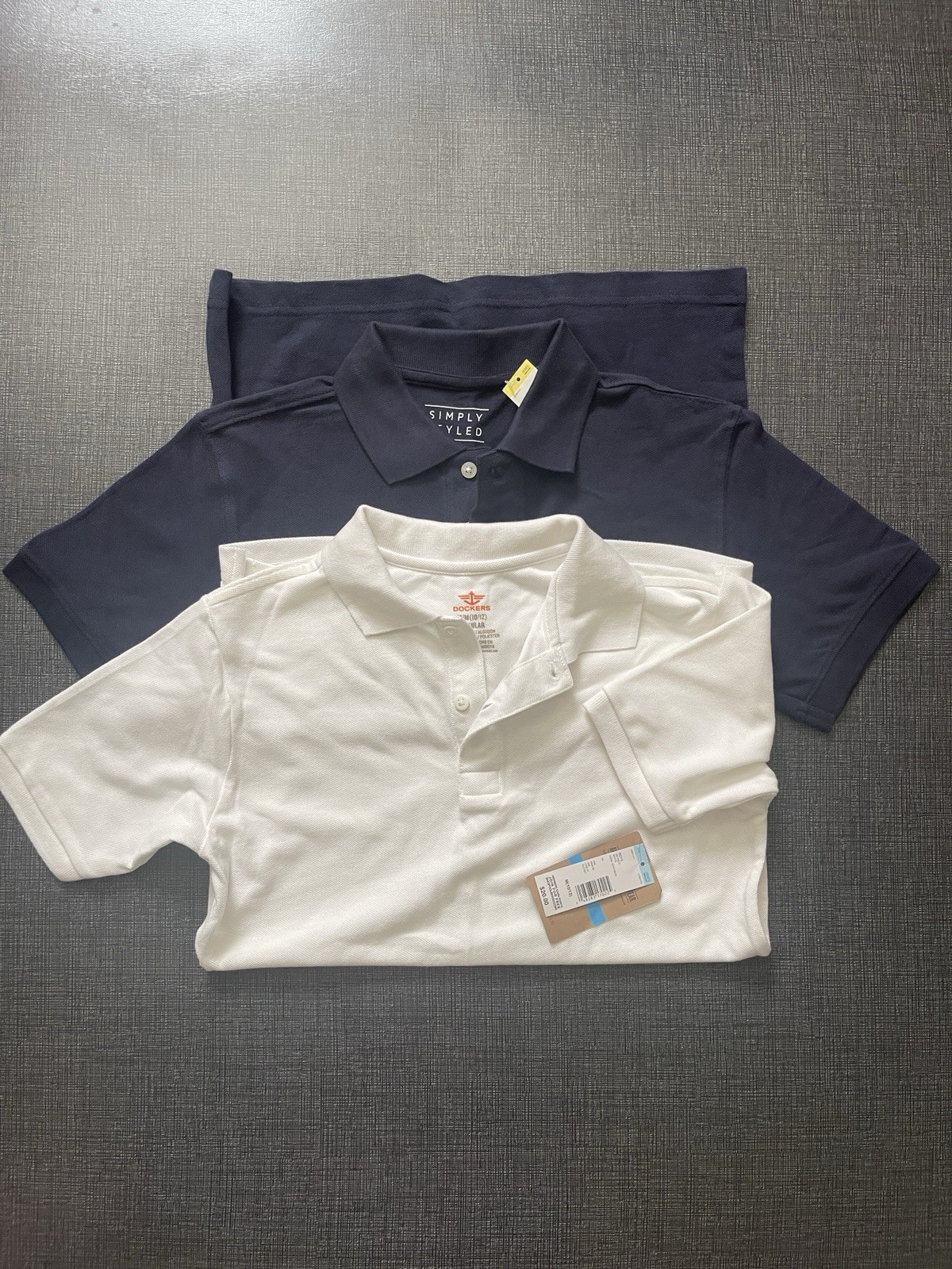 BOY 10-12: SCHOOL UNIFORM KNIT POLO SHIRTS & NAVY Blue & White