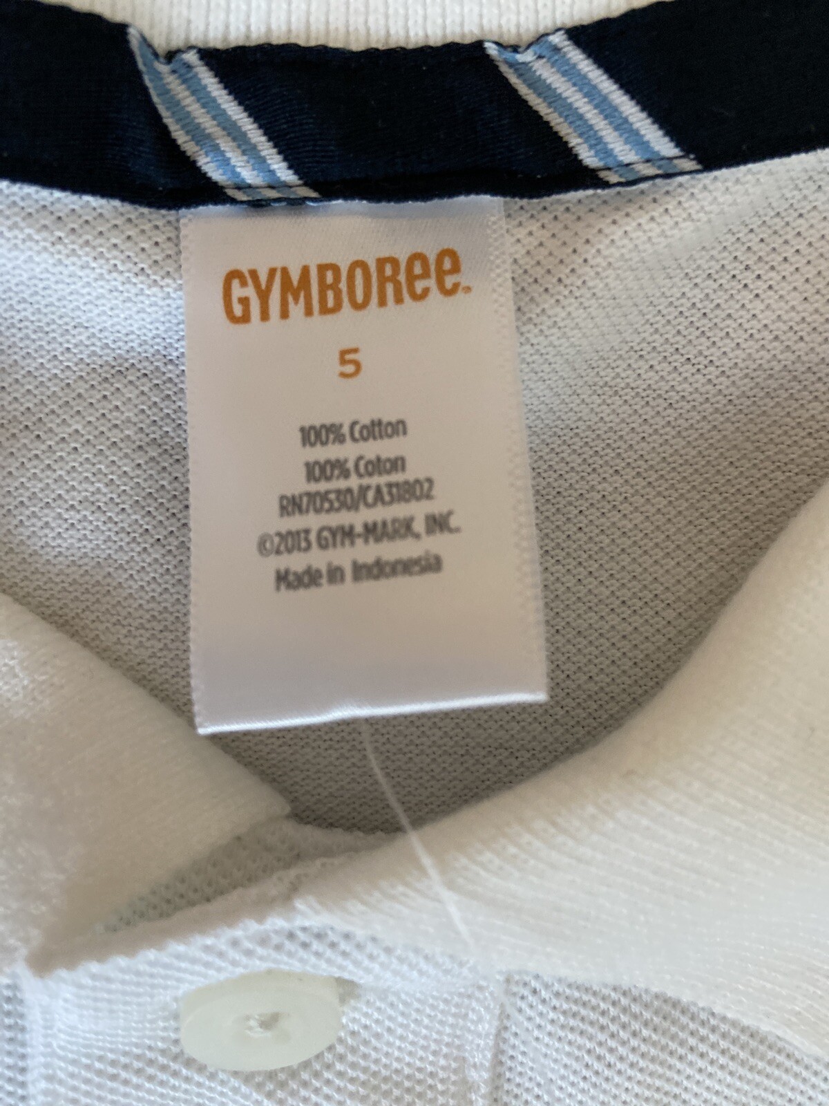 GYMBOREE Boys Uniform White Polo School Shirt Stain Release Finish Size 5 NEW