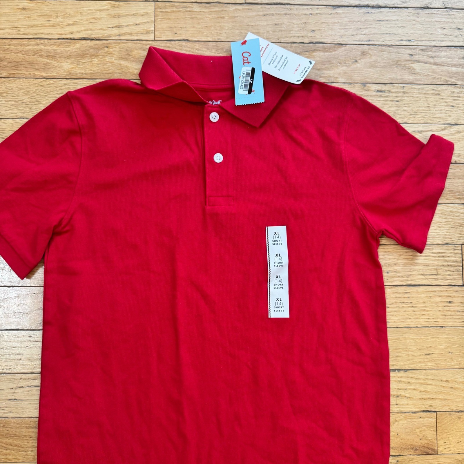 Cat & Jack Boys Red Short Sleeve Polo School Uniform Shirt XL 14 Stretch Pique