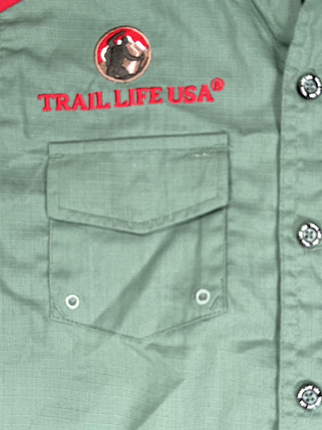 Trail Life USA Youth Official Uniform Shirt SS Green Ripstop Size MD YS Flag