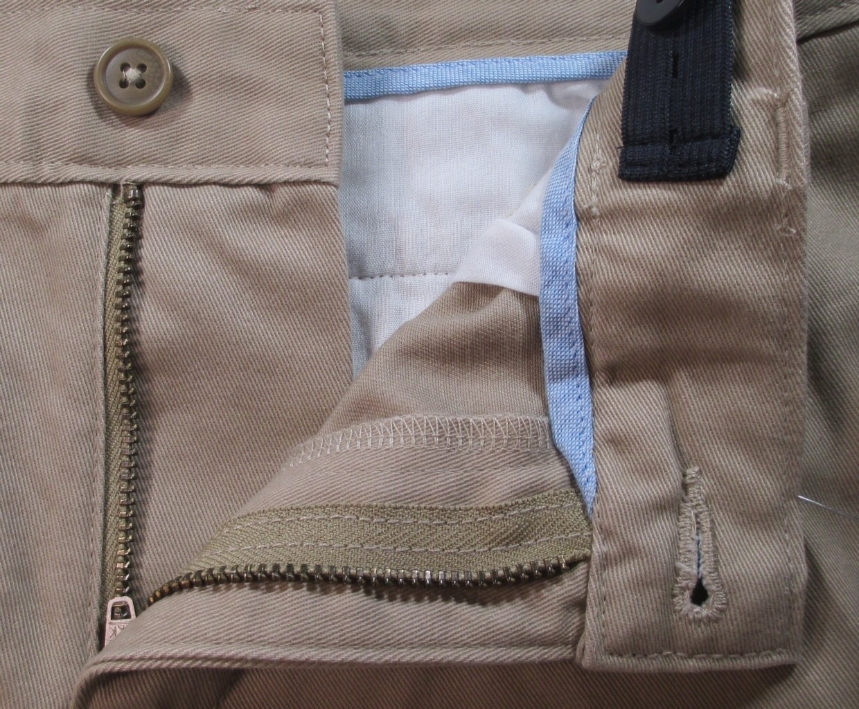 LANDS END Khaki School Uniform Plain Front Chino Pants Boys 16 INSEAM 28″ NEW