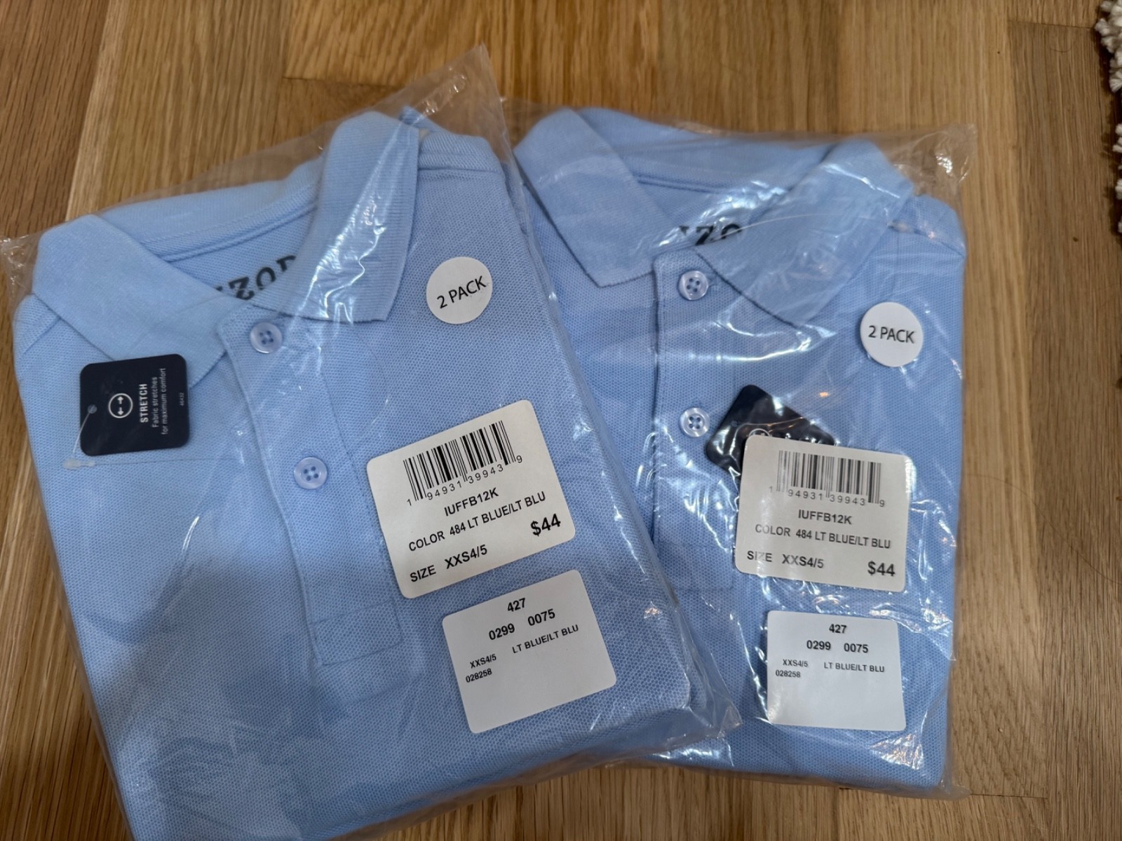 4 pc IZOD Pique Light Blue Boys Short Sleeve Regular Fit Polo Shirts XXS 4/5