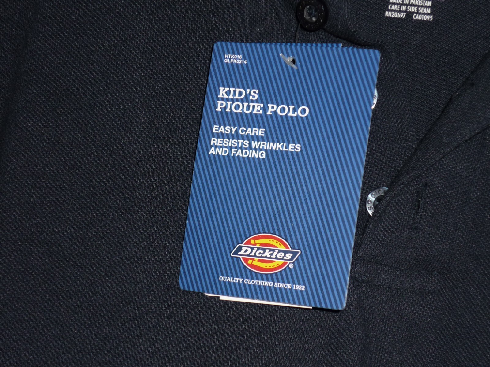 NWT Dickies Kids Teens Pique Polo Shirt, Navy Blue School Uniform Sz XL 18 / 20