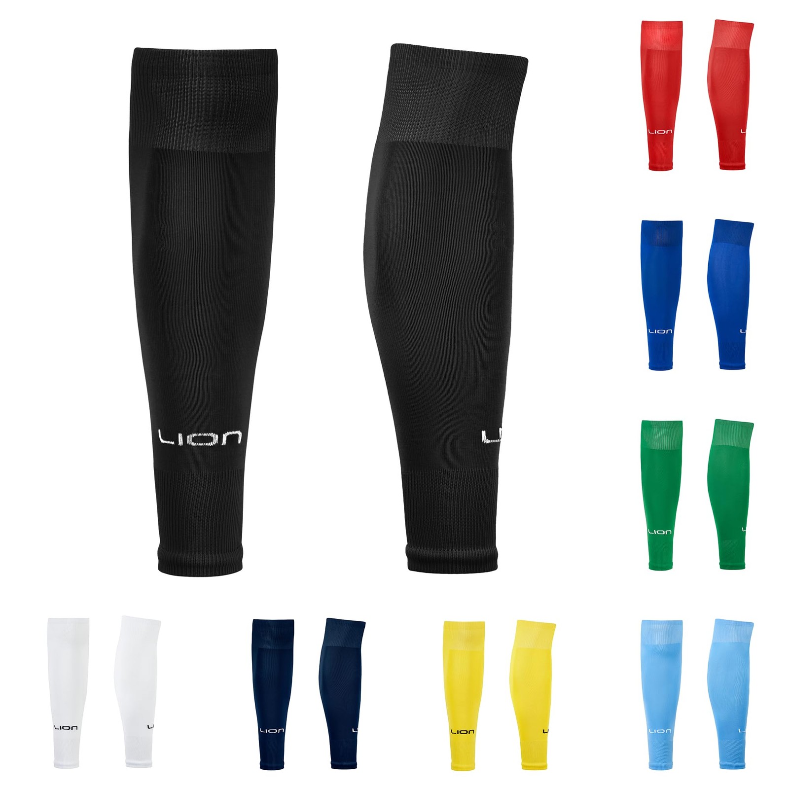 Lion Sportswear Elite Match Soccer Leg Sleeves for Kids – Cut One Size, Black