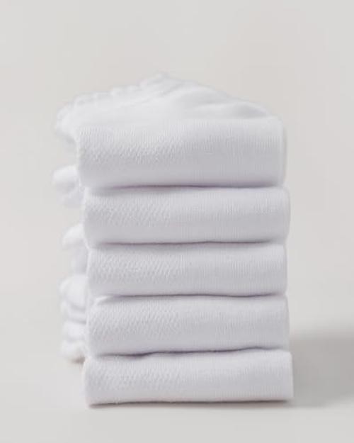 Funjoon Girls Ruffle Socks School Uniform Kids Cotton Crew 4-6 Years White