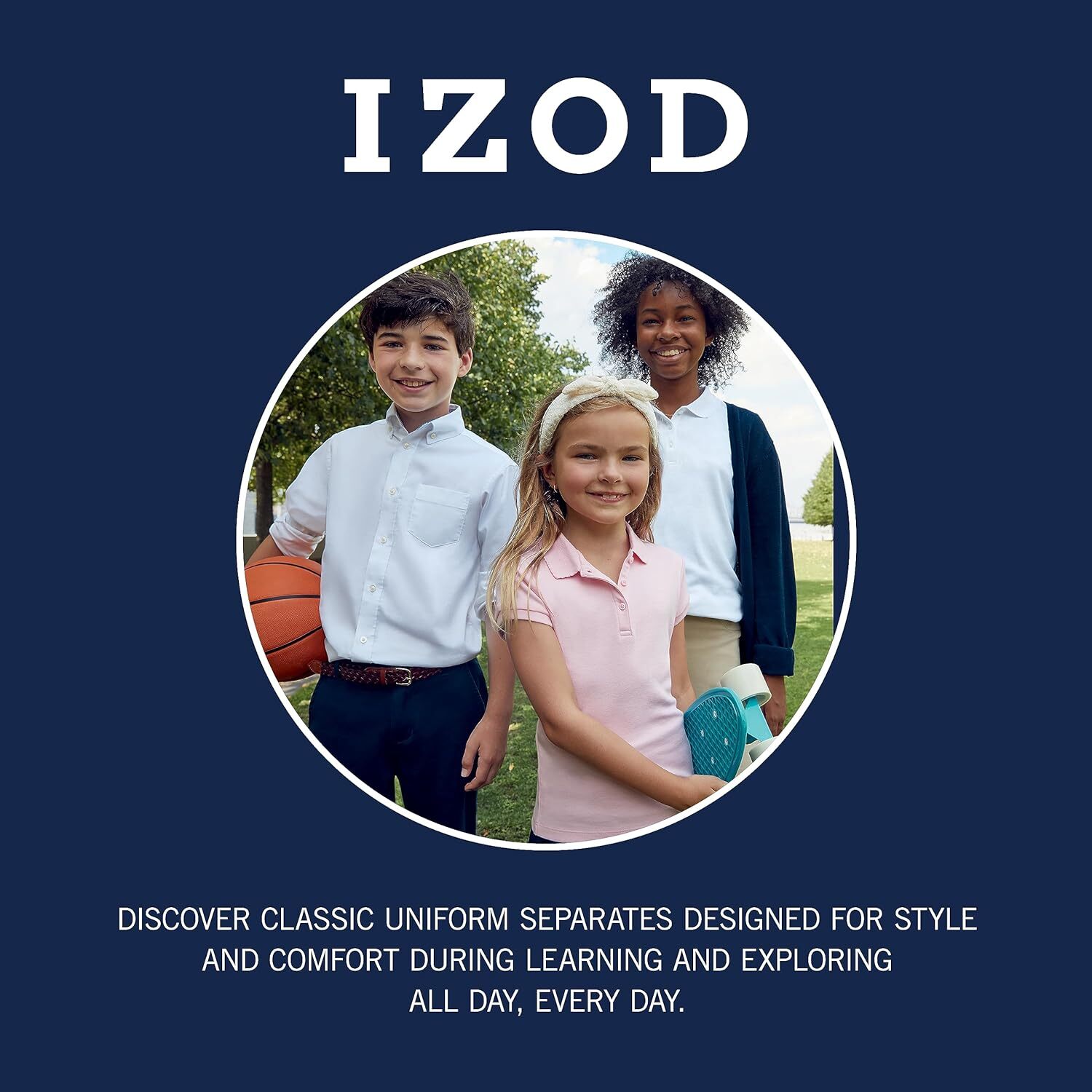 IZOD Young Men’s Short Sleeve Button-Down Oxford Shirt Uniform