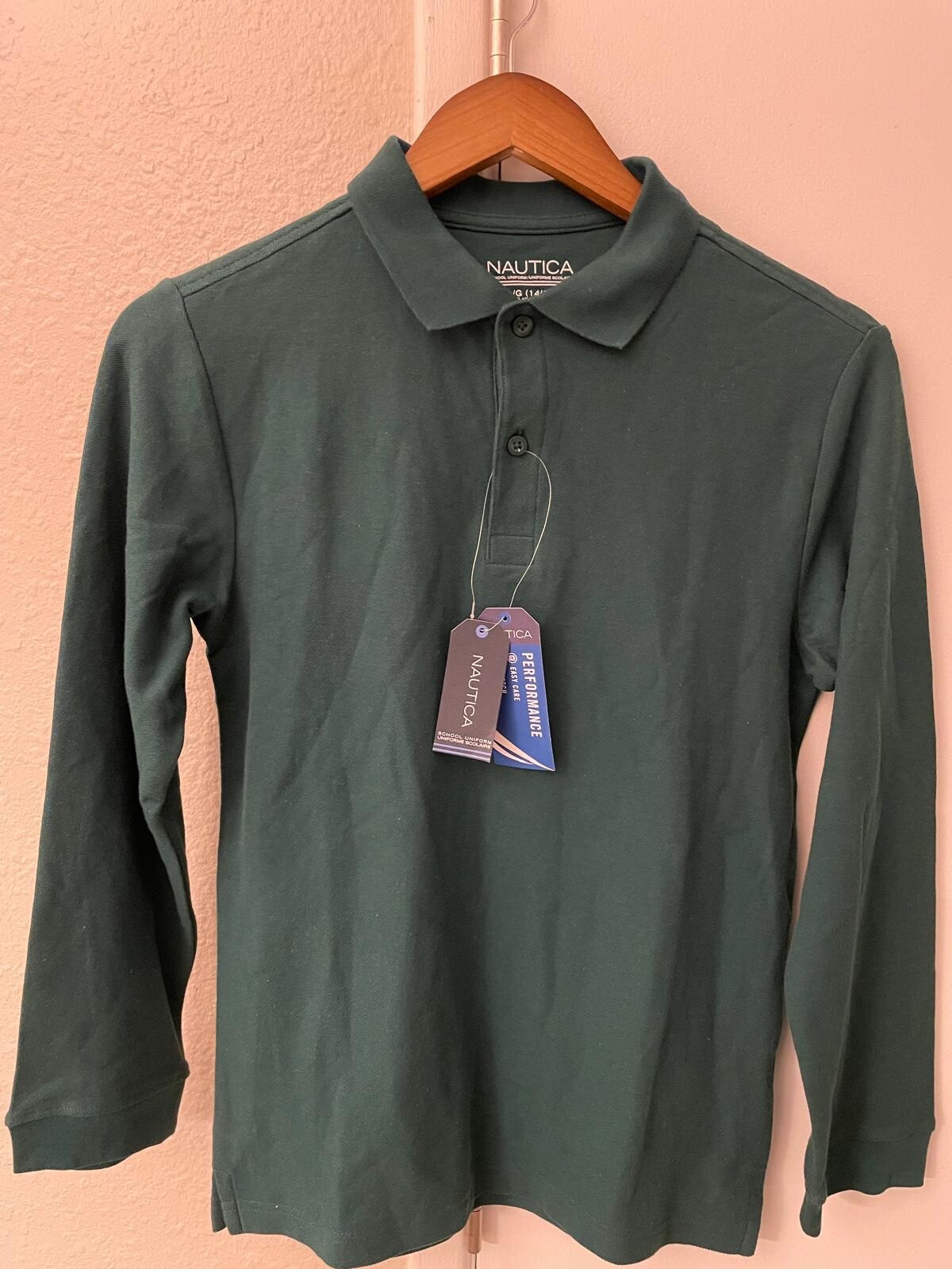 Nautica School Uniform US Size Large /Green (14/16) Long Sleeve New