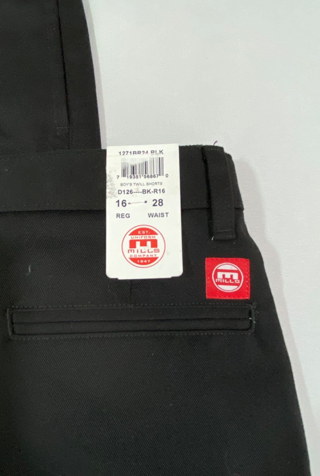 Mills Uniform Co. Boy’s Black Twill Shorts Size Regular 16 Adj. Waist Lot of 2
