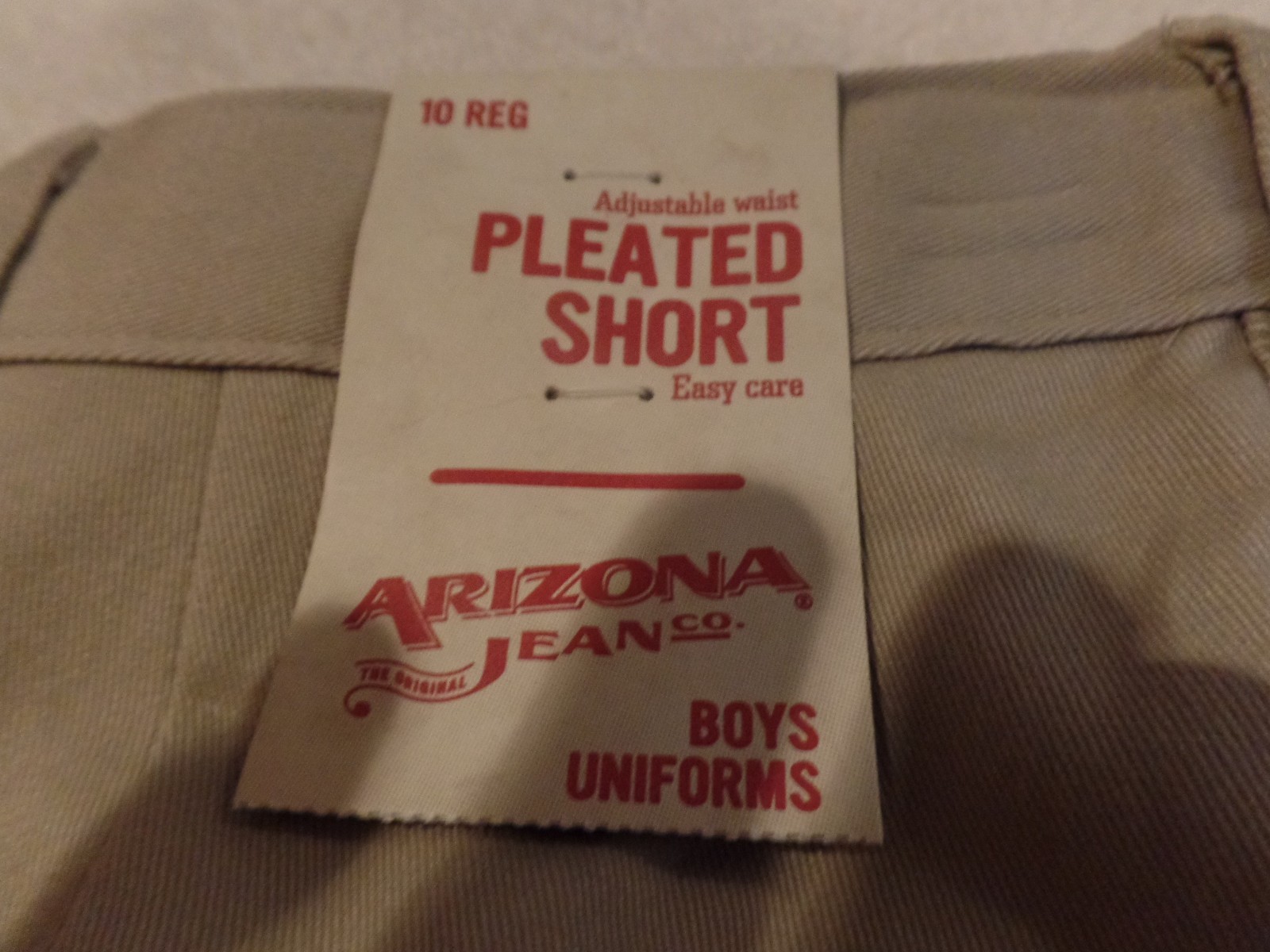 Boys, Arizona Jeans, School Uniform Shorts, Size:10, Pleated, Khaki, NWT