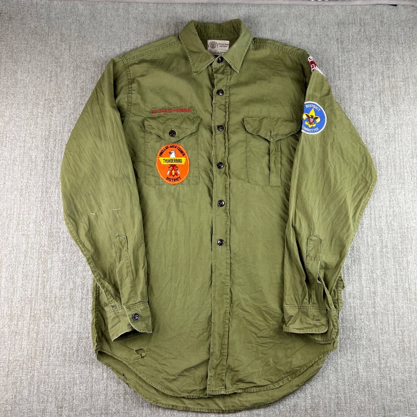 Vintage 70s Boy Scouts of America Uniform Shirt Lot of 4 Boys S Green Patches